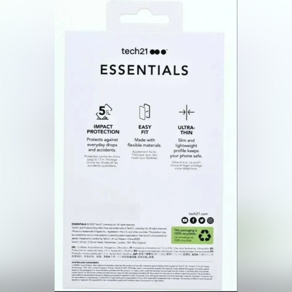 Tech21 Essentials Clear Case iPhone 2020 - Picture 2 of 2